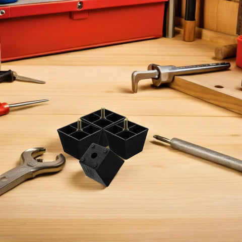 Adjustable Furniture Legs 8-Piece Set With Threaded Studs For Uneven Surfaces Square Plastic And Metal Sofa Feet Replacement
