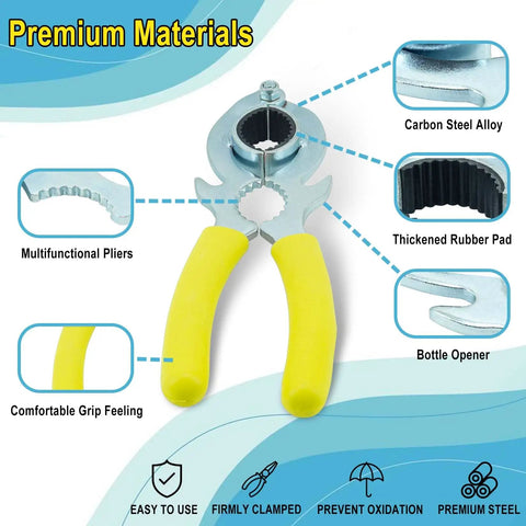 Heavy Duty Faucet Aerator Wrench Tool For Kitchen Sink Repair Featuring Non Slip Rubber Grip Durable Carbon Steel Construction shown with multifunctional design.