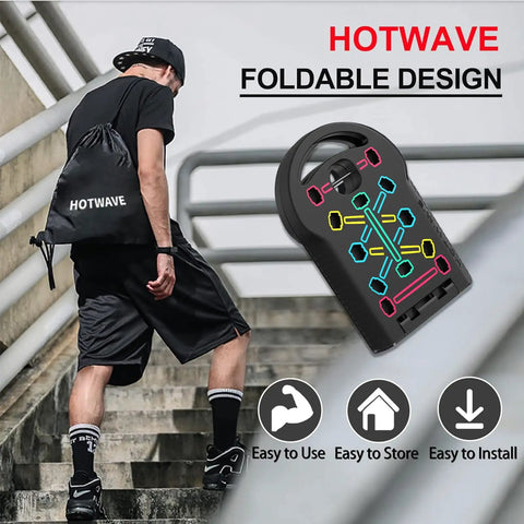 Foldable 20 In 1 Push Up Board Portable Home Gym Essential with color-coded design, lightweight for easy storage and use.