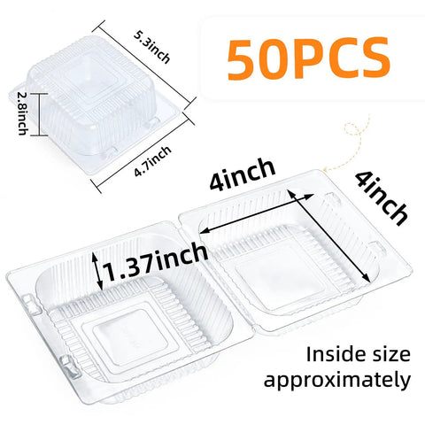 Heavy Duty Clear Clamshell Food Containers With Strong Hinged Lids Thick PET Plastic Snap Top For Burgers And Parties Built Tough, 50PCS