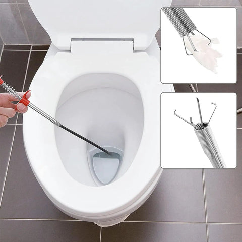 118 Inch Drain Snake Clog Remover Flexible Grabber Claw Reacher for Toilet Sewer Shower Kitchen Bathroom Tub Drain Cleaner, Heavy Duty Home Plumbing Tool for Deep Clogs