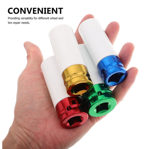 Top Notch Exaombre Impact Lug Nut Socket Set With Colorcoded Drive Rivet Sleeves And Inserts For Rim Protection And Easy Auto Repair Work, hand-held close-up