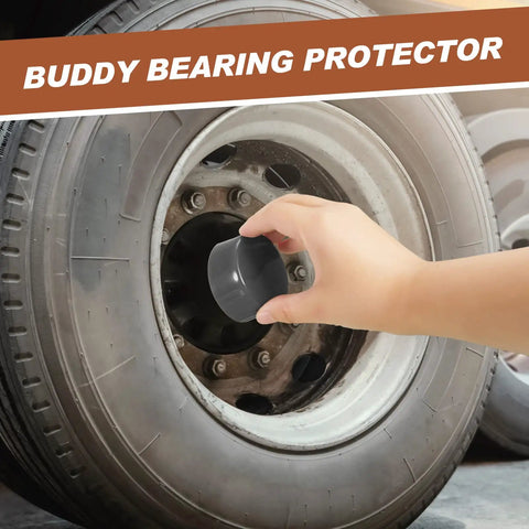 Hand installing a gray 1.98 inch rubber trailer bearing dust cap on a wheel hub for protection against dirt and moisture.