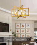 Modern farmhouse living room with Six Light Kitchen Island Pendant Lighting Over Island With Glass Decor Dope Modern Farmhouse Look In Black And White Gold Finish Perfect For Dining Room Living Room Cafe Or Bar.