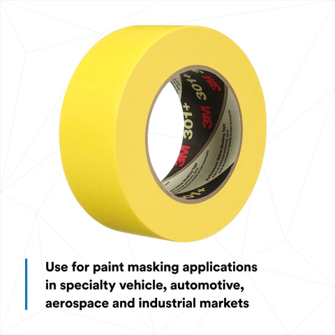 Pro Grade Industrial Masking Tape Bright Yellow 18 Mm By 55 M roll, ideal for automotive and industrial paint masking projects