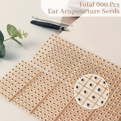 All In One Ear Seeds Kit For Auricular Acupressure With 600 Natural Vaccaria Seeds
