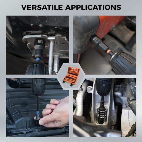 35 Piece Magnetic Nut Driver Set With One Quarter Inch Hex Shank Quick Release Extensions And Impact Socket Adapters in use