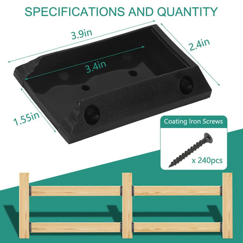 40 Piece Deck Railing Brackets Connectors For 2x4 Railing Posts With 240 Wood Screws Nylon Pre Drilled 90 Degree Railing Connector Set