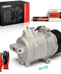 Heavy Duty Auto Ac Compressor With Clutch Assembly Prefilled Oil And New Seals For Ford Edge Lincoln Mxk Mazda Cx9 showing side view with installation kit.