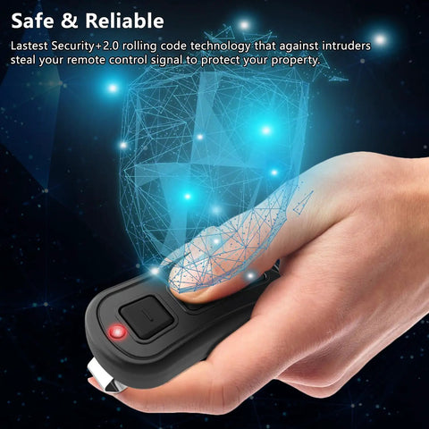 3 Button Garage Door Opener Remote Replacement For Sears Craftsman LiftMaster Chamberlain shown in hand security illustration