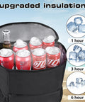 Insulated Cooler Backpack for Travel and Camping, Leak Proof Soft Sided Backpack Cooler Keeps 12 Hours Cold or Hot, open with drinks inside