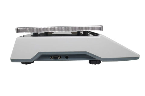 High Precision Electronic Scale Digital Analytical Balance With RS232 Port And Counting Function side view showing stainless steel platform.