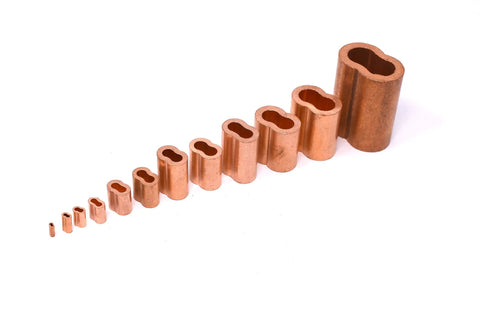 Beefy Copper Swage Sleeves And Ferrule Clips For One Sixteenth Inch Wire Rope Oval Duplex Crimping Loop Fittings Pack Of 300 Built For Hand Or Machine Swaging, assorted sizes