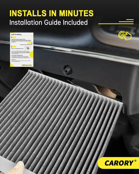 Installation of Activated Carbon Cabin Air Filter for Nissan Rogue 2021-2025, Altima 2019-2025 shown with filter guide