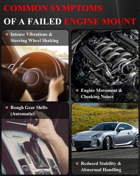 Symptoms of failed engine mount: vibrations, gear shifts, engine noise, stability issues - Beefed Up Engine And Transmission Mount Kit For 2010 2011 Through 2017 Captiva Equinox Terrain 2 4L Four Piece Direct Oem Replacement Built Tough For Smooth Ride And Super Easy Straight Swap Job.