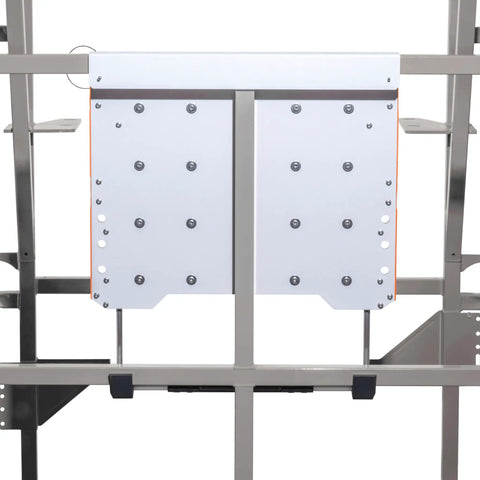 Twenty Inch Wall Mount Tool Rack With Four Heavy Duty Rails Delivering Twenty Five Pounds Per Rail Built Nasty Tough For Man Lifts And Scissor Platforms Jobsite Ready, detailed view of mounting plate.