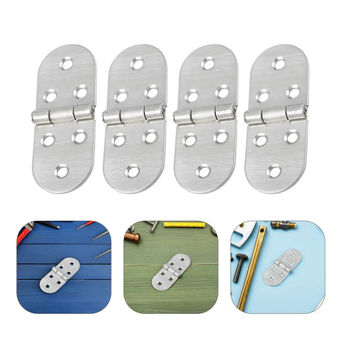 Stainless Steel Butler Tray Hinges for Folding Furniture and Computer Desk 4 Pieces with Round Edges Heavy Duty Design