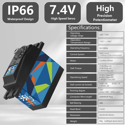 Heavy Duty 35KG Steel Gear RC Digital Servo High Torque For 1 12 Scale And 1 10 Scale RC Crawlers Robots Boats IP66 Waterproof