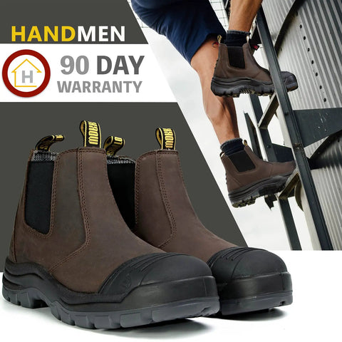 Mens Steel Toe Waterproof Work Boots Slip On Safety Shoes With Slip Resistant And Anti Static Design 200J Toecap Wide Toe Box