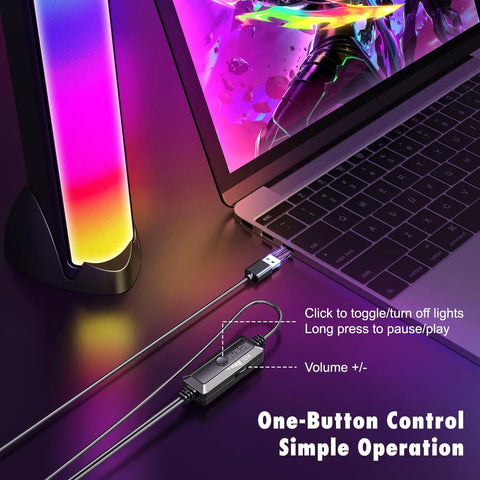 RGB PC Gaming Speakers With Full Screen LED Breathing Light And 4 Dynamic Modes, USB connected to laptop with control button
