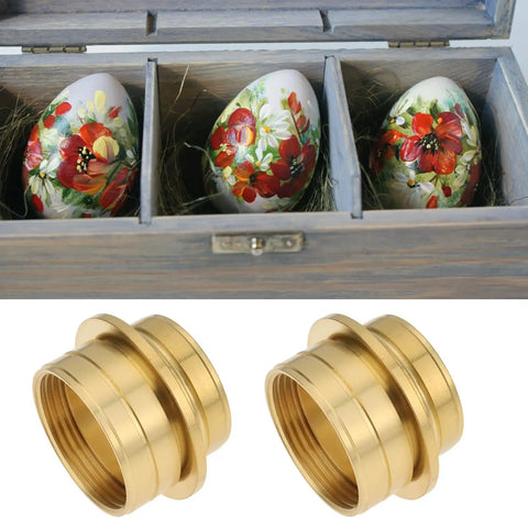 Heavy Duty Solid Brass Threaded Inserts For Precision Woodturning And Secret Compartments showcased with decorative eggs.