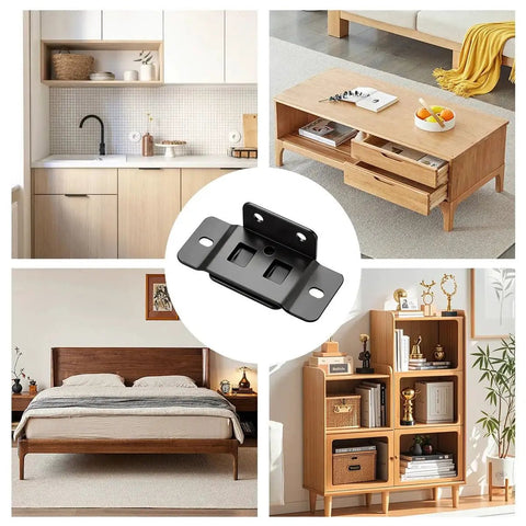 2 In 1 Locking Corner Brackets For Cabinets Tables And Chairs, Heavy Duty Stainless Steel, Quick Fitting L Shape Joint Braces With Screws