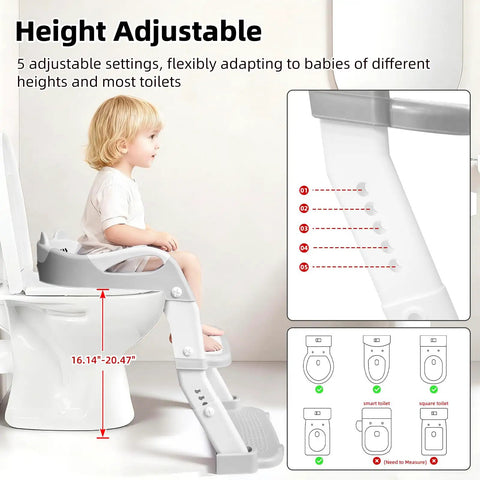Kickstart Your Tot Seamless Transition With This Upgrade 3 In 1 Potty Training Seat And Step Stool with height adjustability for various toilets.