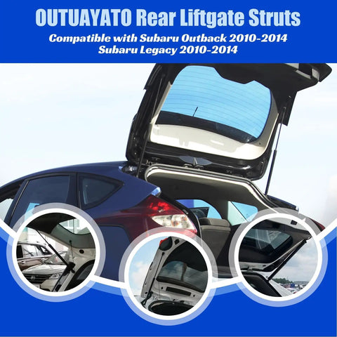Heavy Duty Rear Hatch Shock Struts And Tailgate Lift Supports For 2010 2014 Subaru Legacy Outback Wagon, installed on hatchback.
