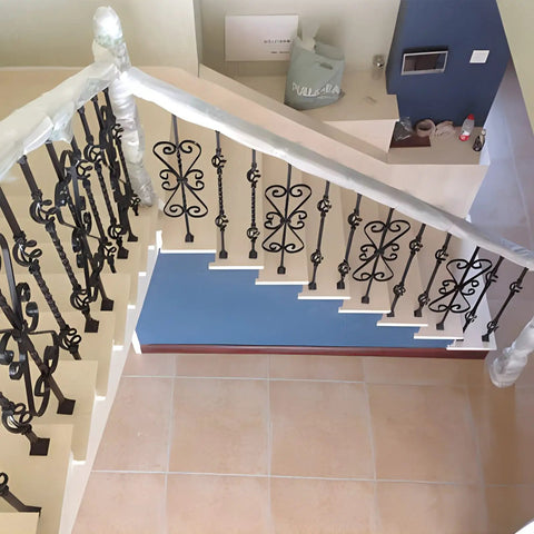 Heavy Duty Iron Square Railing Posts With 270 Degree Swivel Bracket And Flat Mount Shoe Rock Solid Build For Deck Pool Staircase Glass Panel Fencing No Fuss Install Full Hardware Kit on staircase railing.