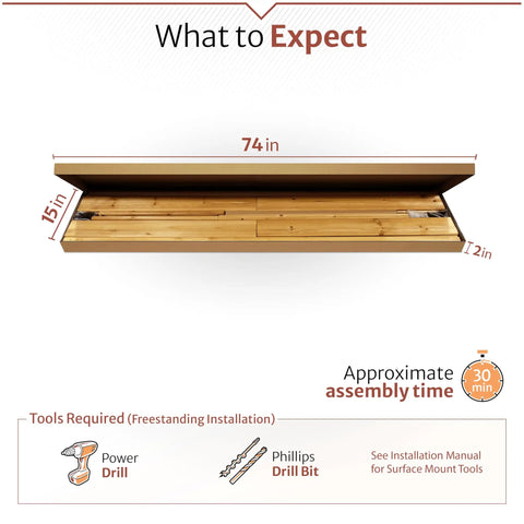 Dimensions and tools for Natural Wood Privacy Screen Panel For Indoor And Outdoor Use Freestanding Or Surface Mount Real FSC Certified Wood.