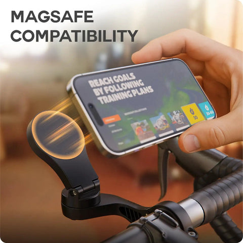 MagSafe Phone Mount Adapter for Indoor Spin Sessions Compatible With Wahoo Bike Mount, iPhone attached to bike handle