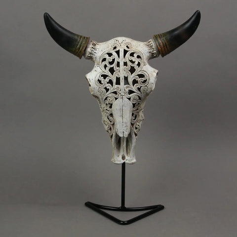 Southwestern Style Steer Skull Resin Wall Sconce Or Table Lamp With Removable Metal Stand And LED Bulb Western Decor