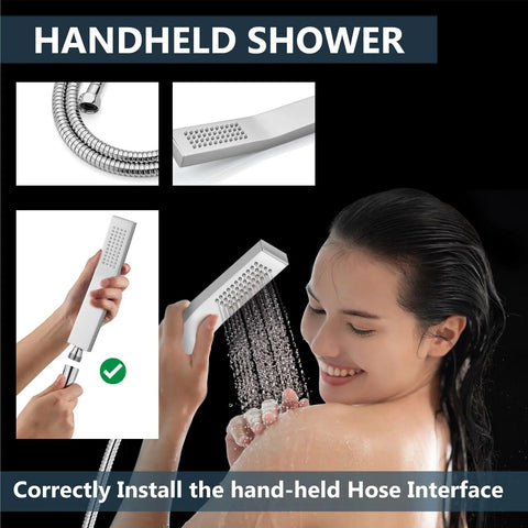 Shower Faucet Set With Rain Shower System And Handheld Spray Bathroom Shower Combo Rough In Valve And Trim Kit Polished Chrome