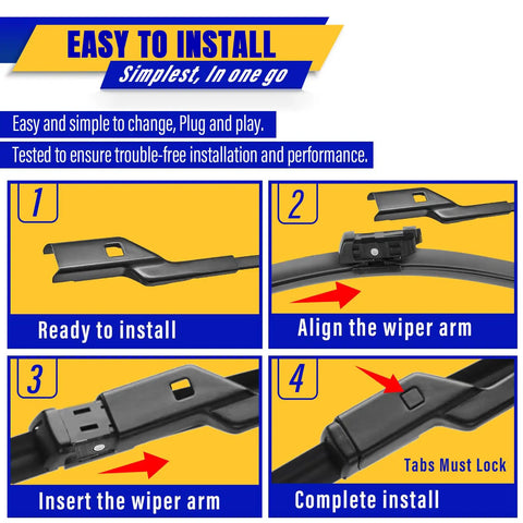 Volkswagen Tiguan Windshield Wiper Blades 3-Pack easy install steps for 2018-2025 OEM replacement front wipers 25, 22, 15 inches