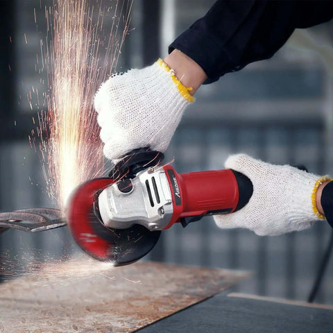 Powerful 4.5 Inch Angle Grinder With 7.5 Amp Motor And 11000 Rpm for metal cutting, grinding and rust removal in action.