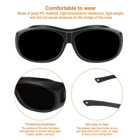 Heavy Duty Welding Safety Glasses With Infrared Protective Lenses Anti Glare Impact Resistant Pc Frame Ce Certified Ppe Protective Eyewear side view showing lightweight PC material and comfortable fit.