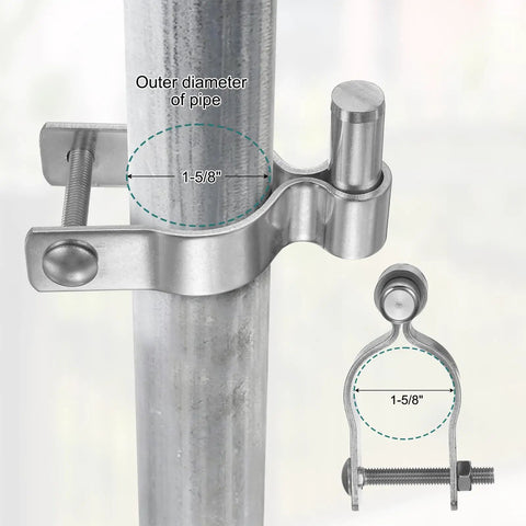 Heavy Duty Chain Link Fence Gate Hinges Kit fit one and five eighths inch gate two sets 304 stainless steel rust proof T post hardware
