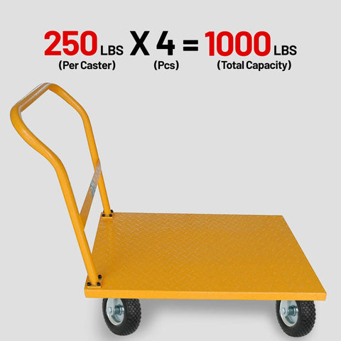 Rock Solid 8 Inch Flat Free Foam Filled Rubber Rigid Caster Packing 250 Pound Capacity And Double Ball Bearings For A Slick Roll and Zero Floor Scratches On Any Site