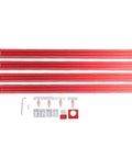 Rock Solid Adjustable Aluminum Router Guide Rail Template Featuring Dead Nuts Accurate Curved Cutting Bracket with red guide rails and mounting hardware.