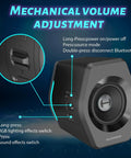 Side view of 32W PC Gaming Speakers with RGB Lights for Laptop Mac or Desktop showing volume control and button functions.