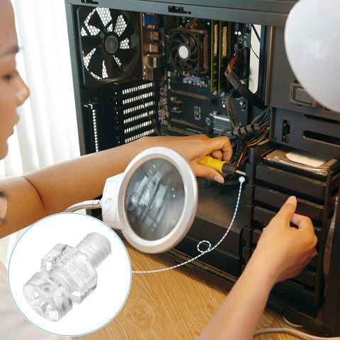 Person assembling electronics using Hella Tough Clear Acrylic Screws And Hex Nuts Kit M6 X 15mm Cross Recessed Round Head Hand Tighten Bolts.