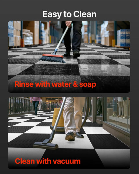 Interlocking Garage Floor Tiles 12 Inch Square 25 Pack Graphite Grey Non Slip Diamond Plate Covering cleaning demonstration