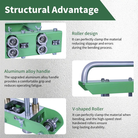 Hydraulic Sheet Metal Bending Machine 0 to 90 Degrees detail showing V Groove Roller System and aluminum alloy handle