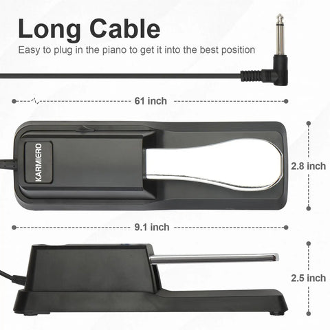 Universal Sustain Pedal For Keyboard With Polarity Switch Beefy Workhorse Premium Alloy Construction Non Slip Foot Pedal dimensions
