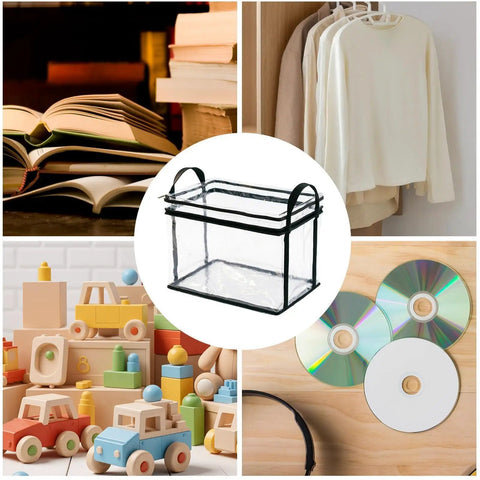 Heavy Duty Clear Zipper Storage Bags With Handles For Moving Ready Organization And Document Protectors with books, clothing, toys, and CDs.