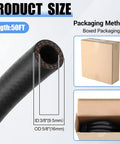 Prime Grade Epdm Heater Hose For Radiator Cooling Systems, 3/8 Inch Inner Diameter, 50 Feet flexible black tubing, detailed view.