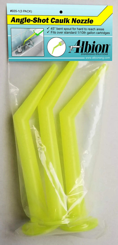 Angle Shot Plastic Nozzle Three Pack For One Tenth Gallon Cartridges Yellow Fits On Top Of Most Standard One Tenth Gallon