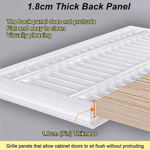 Return Air Grille With Louvered Access Panel And Magnetic Drywall Vent Cover Hinged Electric Utility Door Black 14X22 Inches showing 1.8cm thick back panel for flush install.