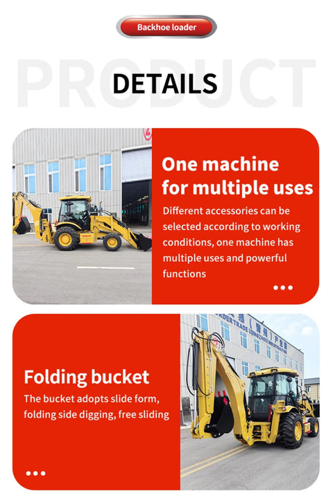 Compact Backhoe Loader Machine With Front Bucket For Landscaping And Construction Jobs Small Wheel Digger Excavator Built For Farm Work Yard Projects And Tight Spaces Easy To Use Beefy Real World Ready on urban street