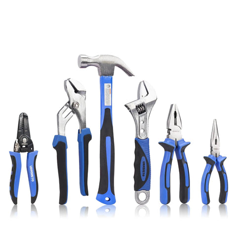 168-Piece Socket Wrench Auto Repair Tool Set with pliers, hammer, and wrench in blue and black design